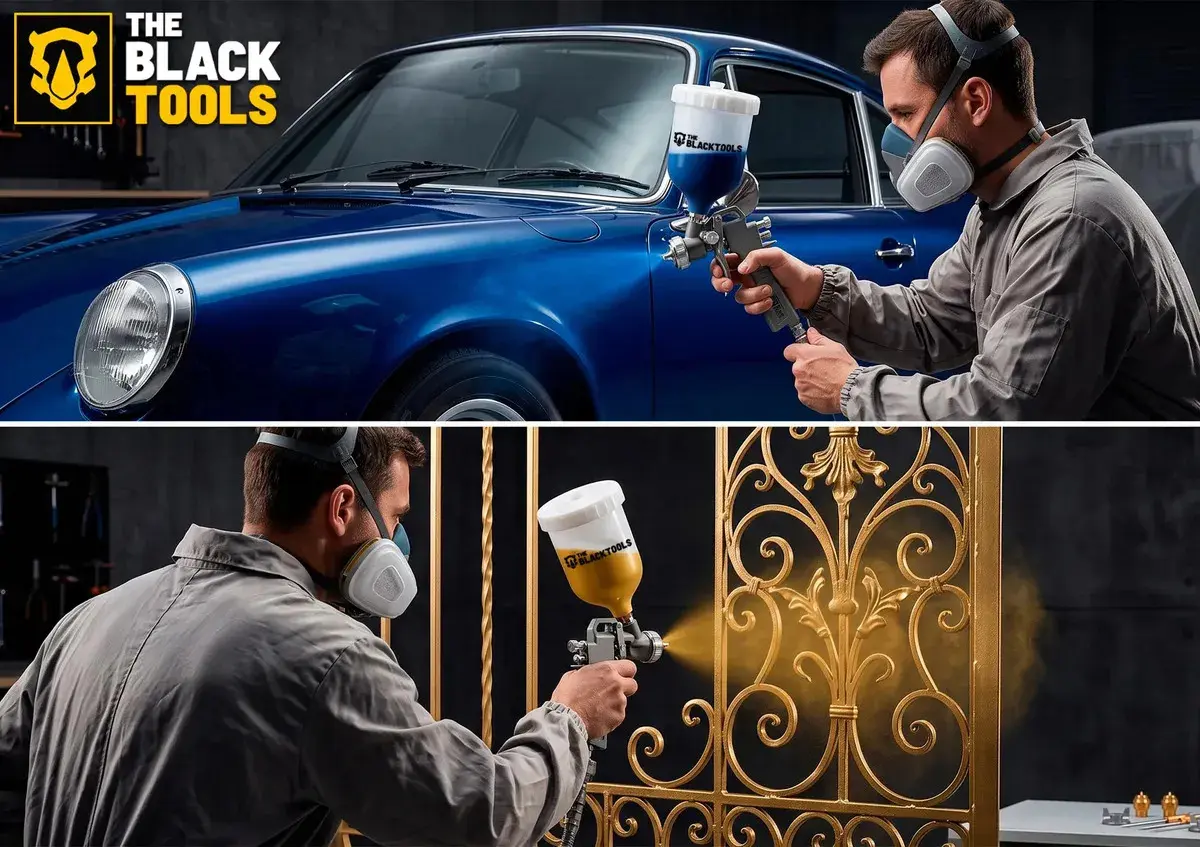 Pistola Pintura Gravidade 600ml 3 Bicos 1.2 1.5 1.8 Btpt600 Profissional The Black Tools thumbnail 2
