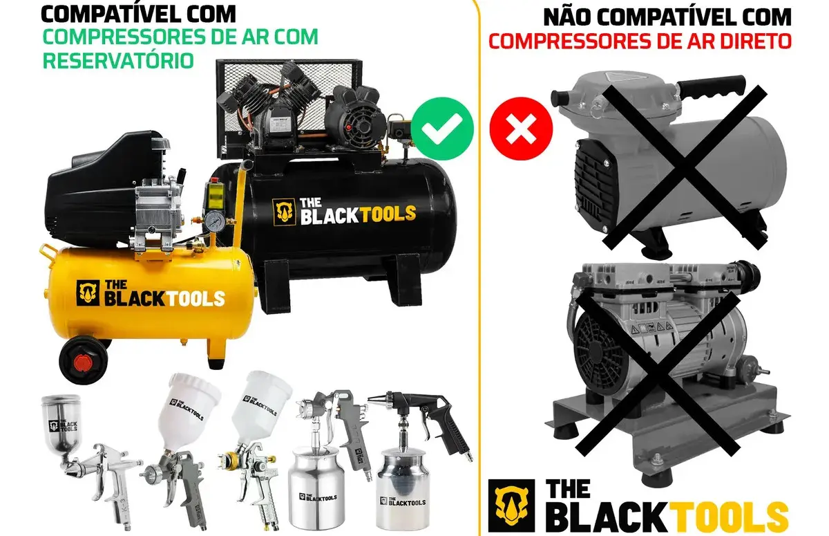 Pistola Pintura Gravidade 600ml 3 Bicos 1.2 1.5 1.8 Btpt600 Profissional The Black Tools thumbnail 5