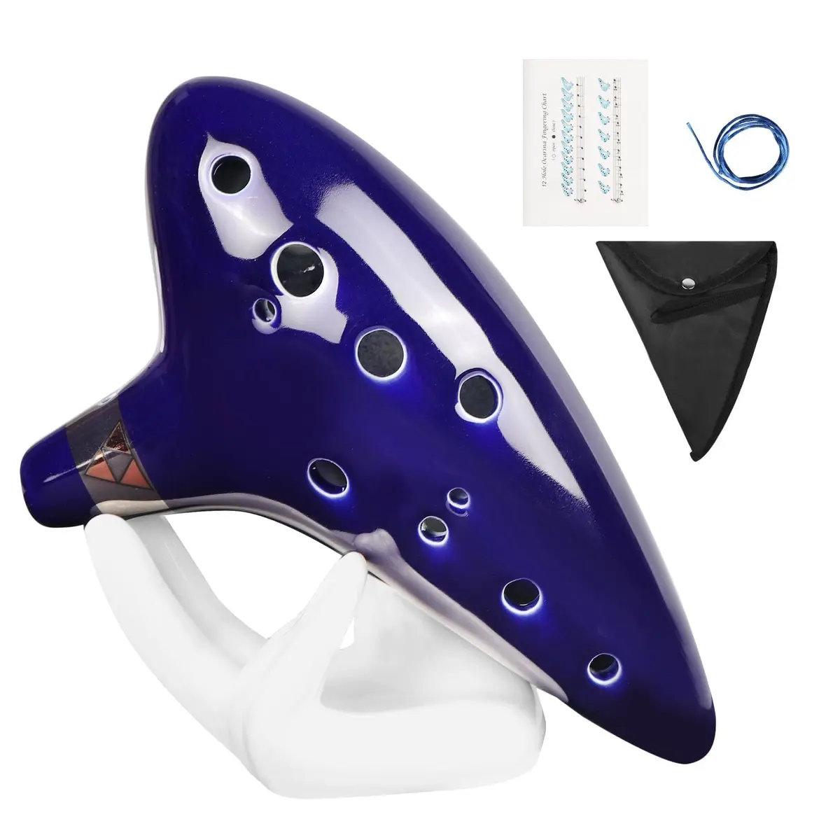 Ocarina, Ocarina 12 Tons Alto C com Cerâmica 12 Furos c/Bag e Suporte, Embalagem em Caixa Colorida, Flauta de cerâmica de 16 * 10 * 5,5 CM - 1