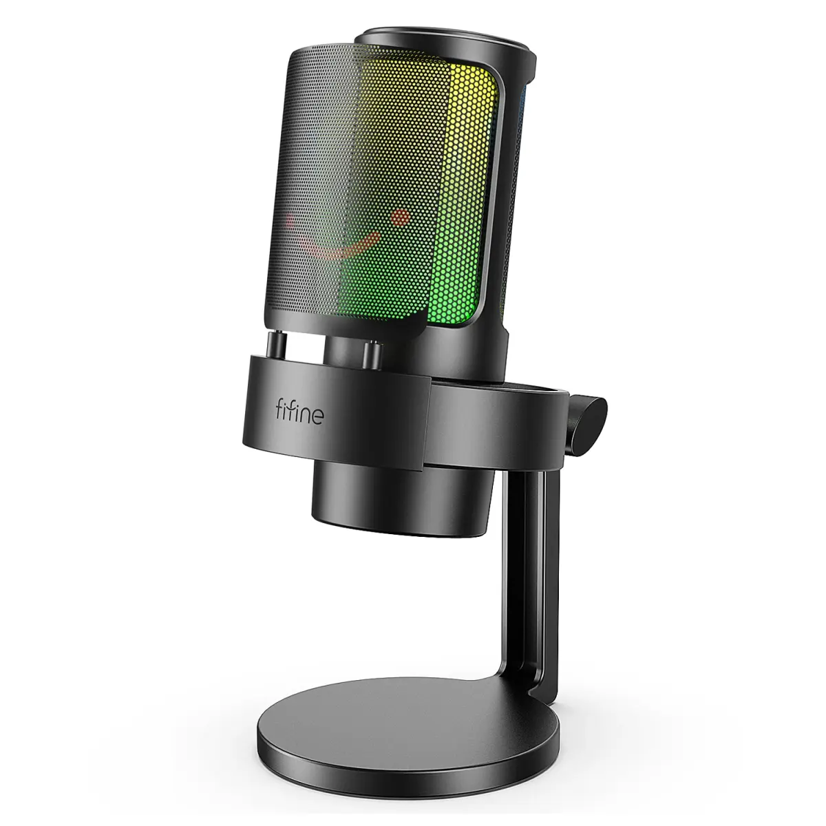 Microfone Gamer FIFINE com Controle RGB/Entrada para Fone de Ouvido, Microfone USB Condensador para Gravação/Streaming com Mute Rápido, Filtro Pop - A8