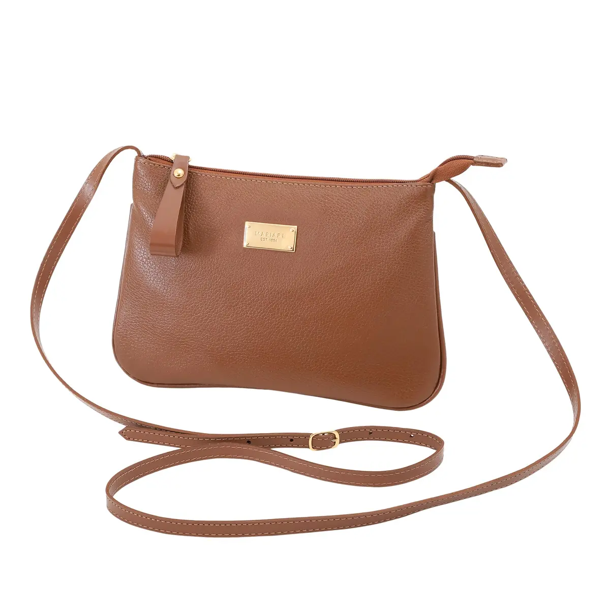 Bolsa Feminina Transversal Zíper Couro Legítimo Mariart 199