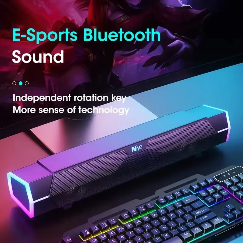 Caixas de Som Soundbar Bluetooth 5.0 e com Fio para Computador com Som Surround 4D Estéreo e Subwoofer para Laptop PC - 1