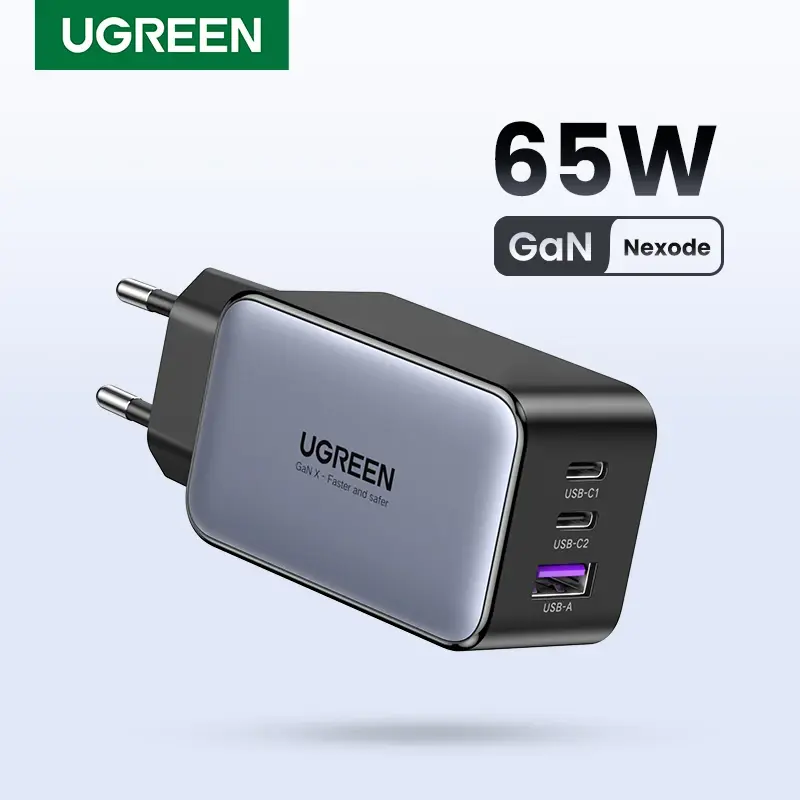 Ugreen 65w gan carregador de carga rápida 4.0 3.0 tipo c pd carregador rápido do telefone carregador usb para macbook pro portátil iphone 17 15 15 pro