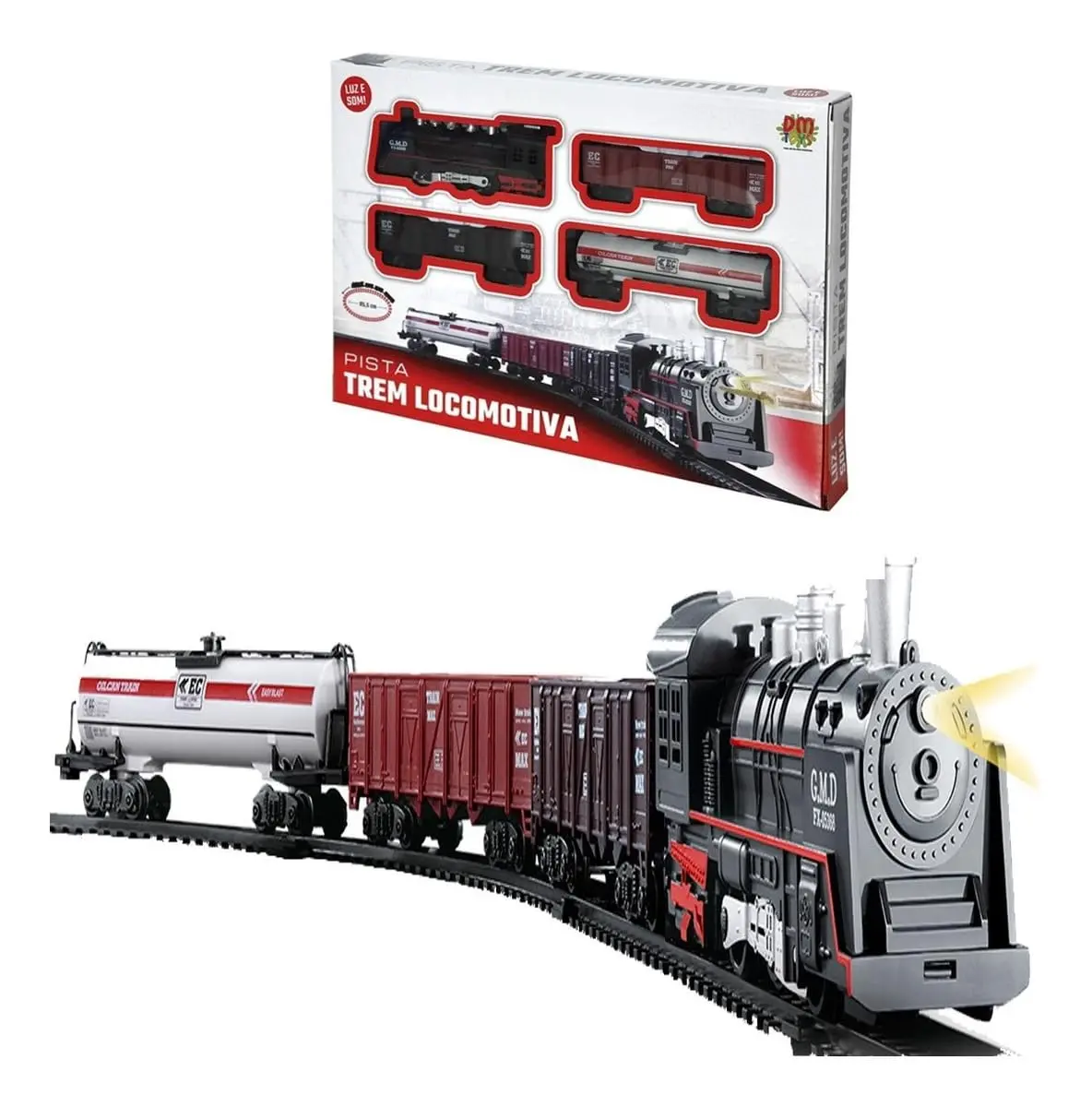 Pista Trem Locomotiva Luz E Som, DM Toys