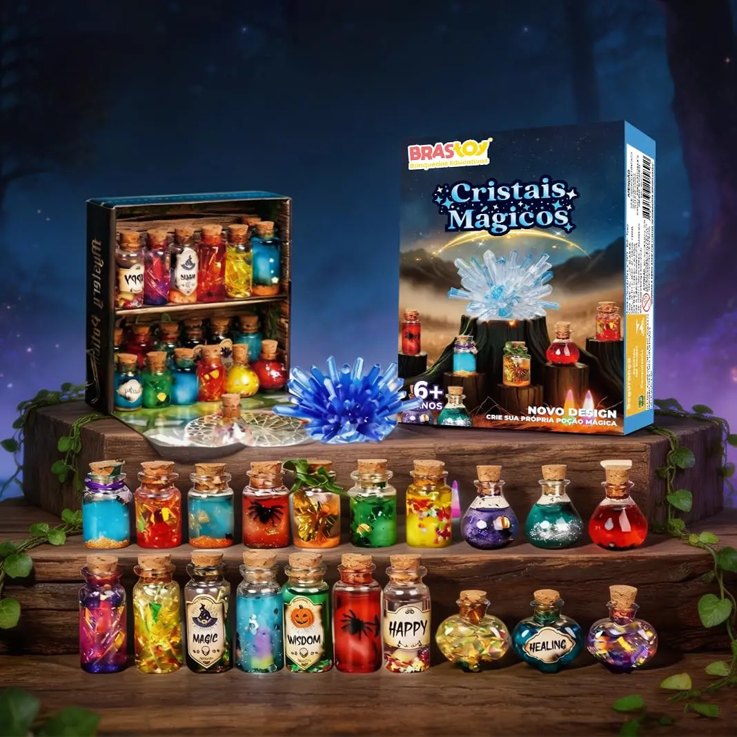 Kit Experimentos Ciência STEM Educacional Infantil, Cristais e Poções Mágicas Brinquedo Didático Presente Criança (Cristais Mágicas)