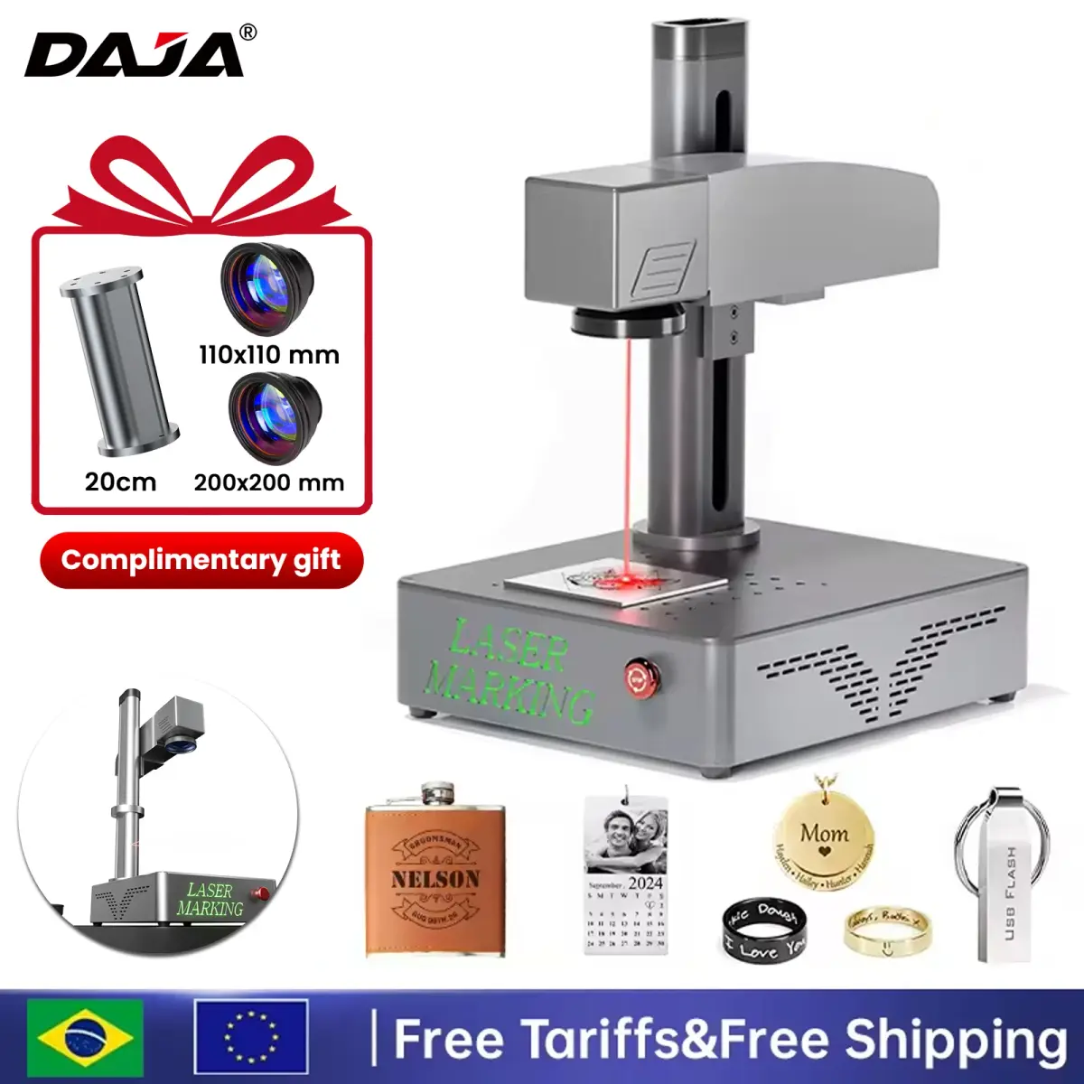 Daja s4 máquina de marcação a laser de fibra de alta potência corte metal jóias negócios industrial gravar metal jóias couro plástico