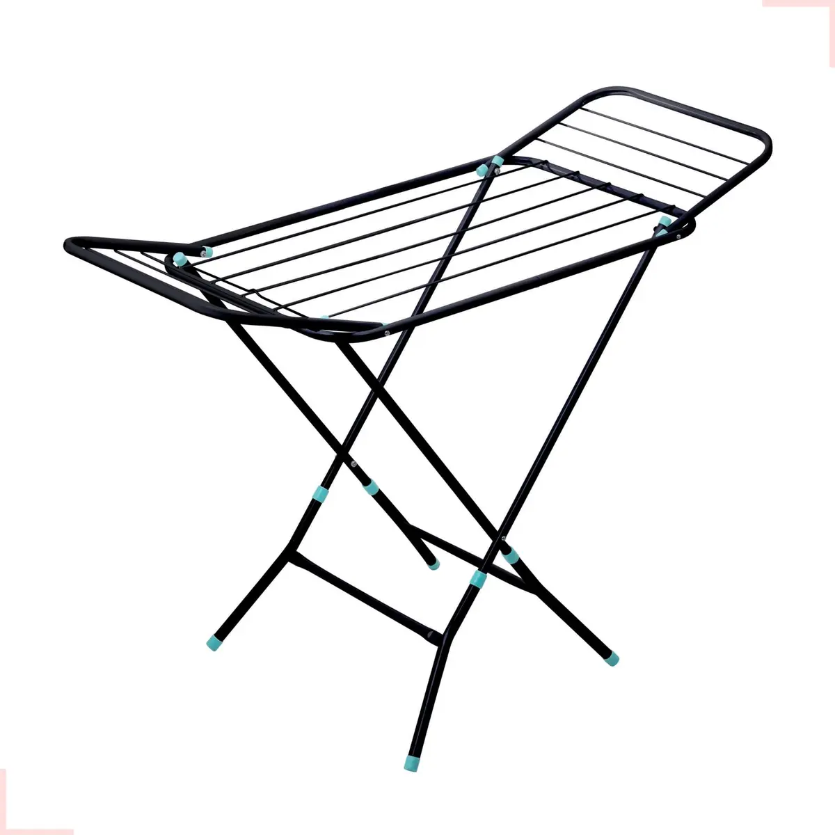 Varal Portátil De Chão Com Abas Dobráveis Não Enferruja (Preto) - 1