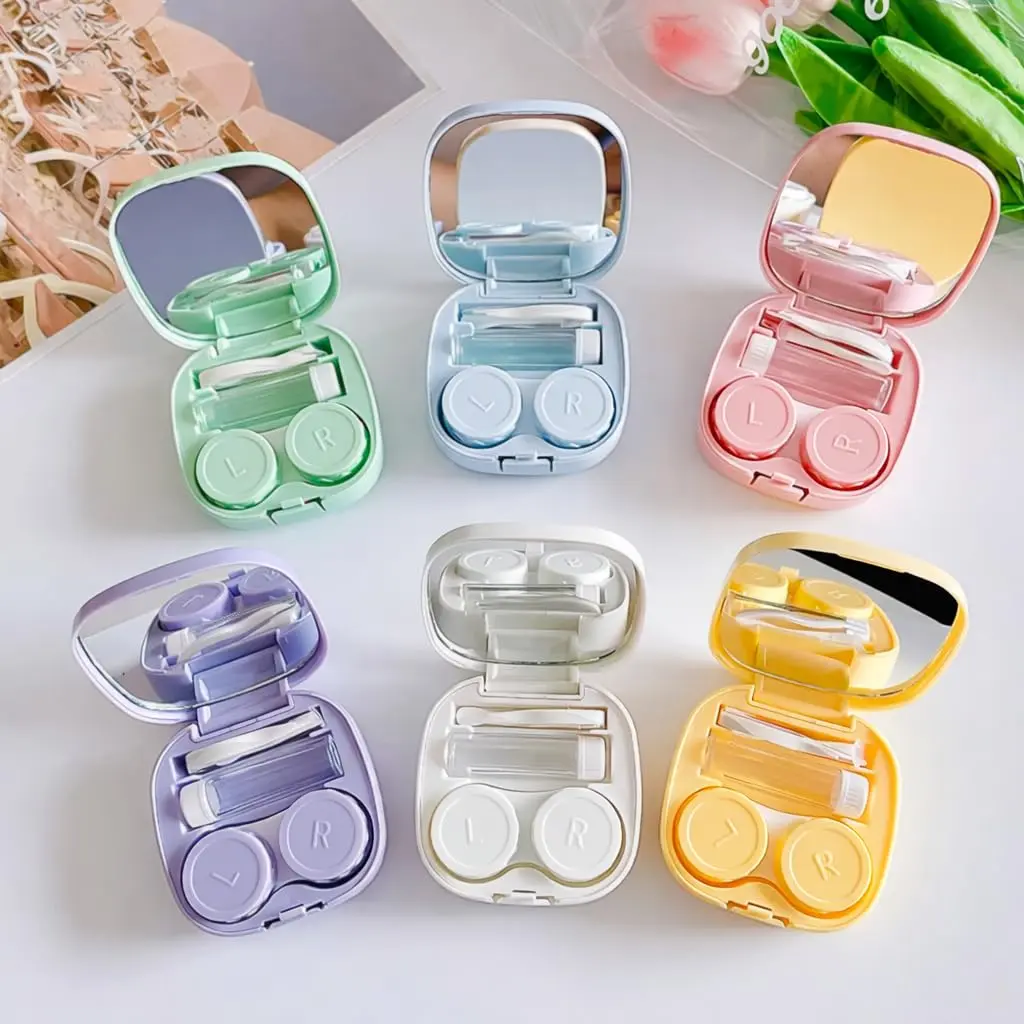Mini Estojo Porta Lente de Contato com Espelho, Pinça e Ventosa – Kit Completo Portátil para Viagem – Case Compacto para Armazenamento Seguro e Higiênico - 1