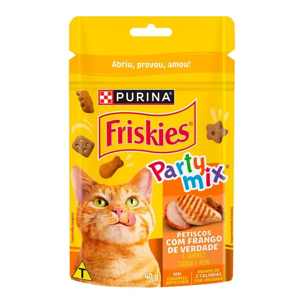 FRISKIES® PARTY MIX Petisco para Gatos Adultos Frango, Fígado e Peru 40g - Display 15 Unidades - 1