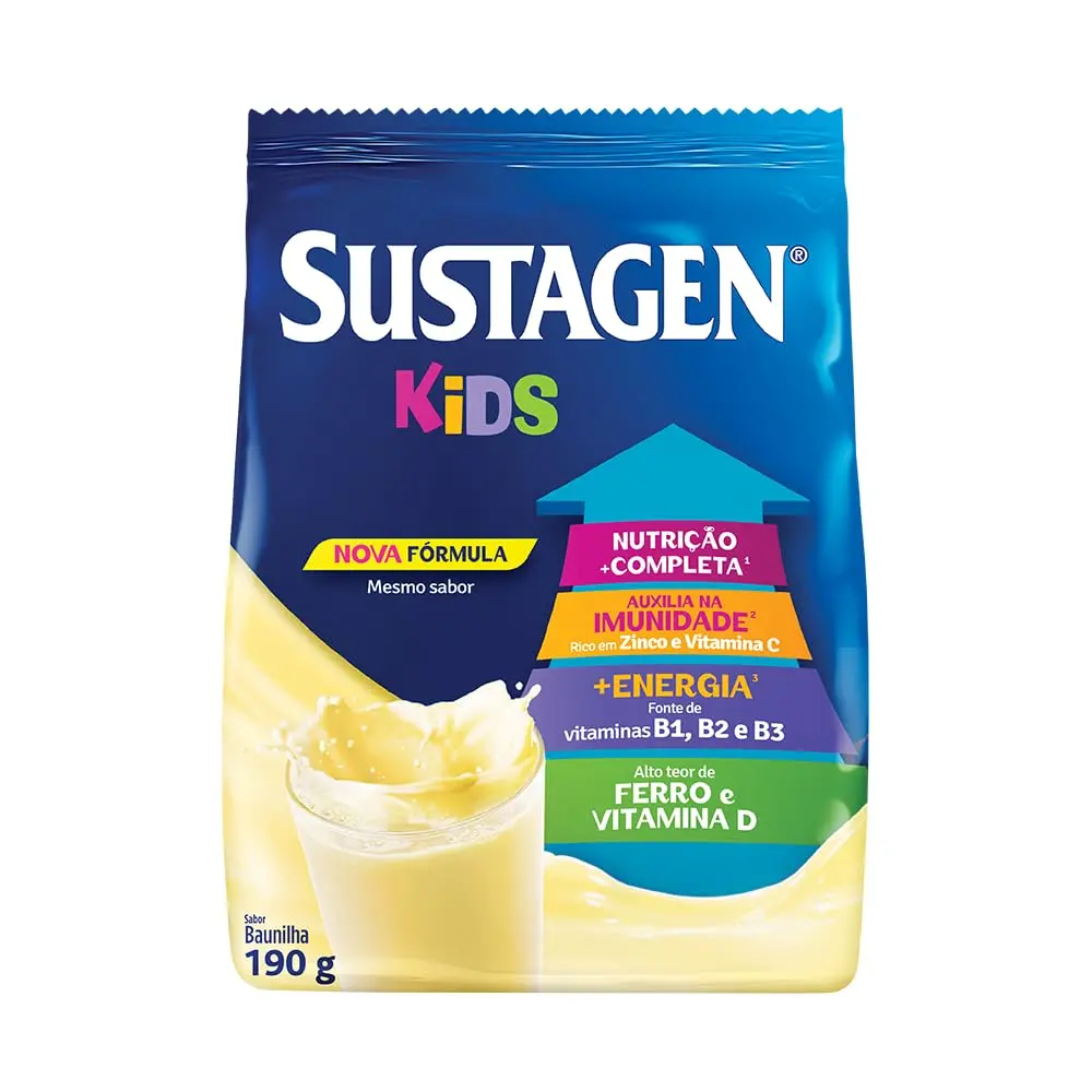 Sustagen Kids Complemento Alimentar Sabor Baunilha - Sachê 190g - 1