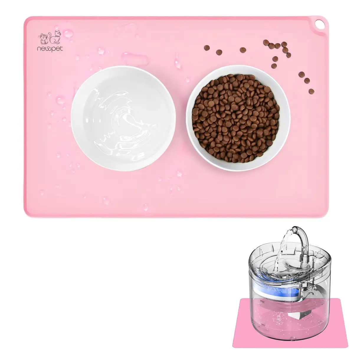 NEWPET Tapete Silicone Pet, 50 * 40CM Jogo Americano para Gatos, Tapete para Comedouro Pet (Rosa, 50 * 40CM) - 1