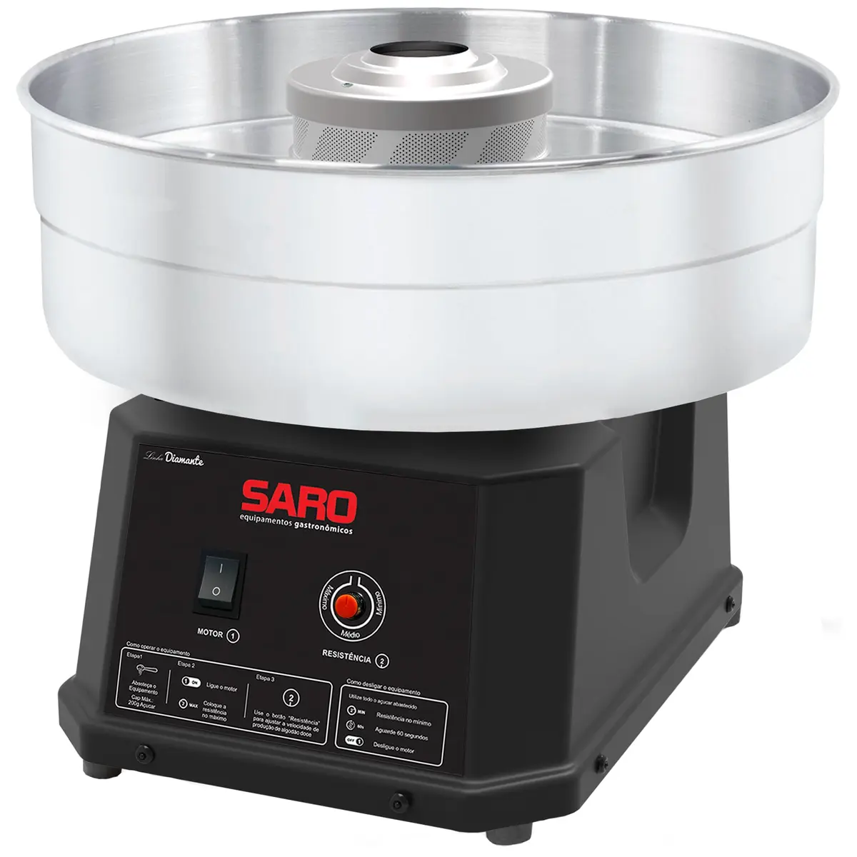 Máquina de Algodão Doce Profissional Elétrica Bivolt Eventos Aniversários Buffet Infantil Saro