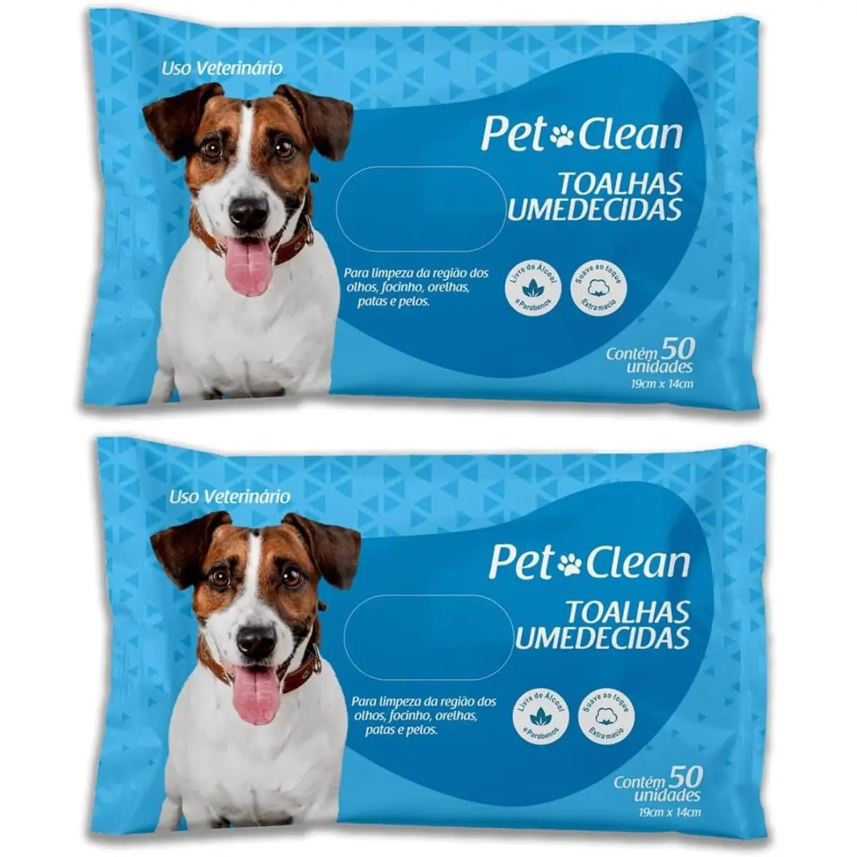Kit 2 Toalhas Lenços Umedecidos Para Pet Cães e Gatos - Total de 100 Unidades