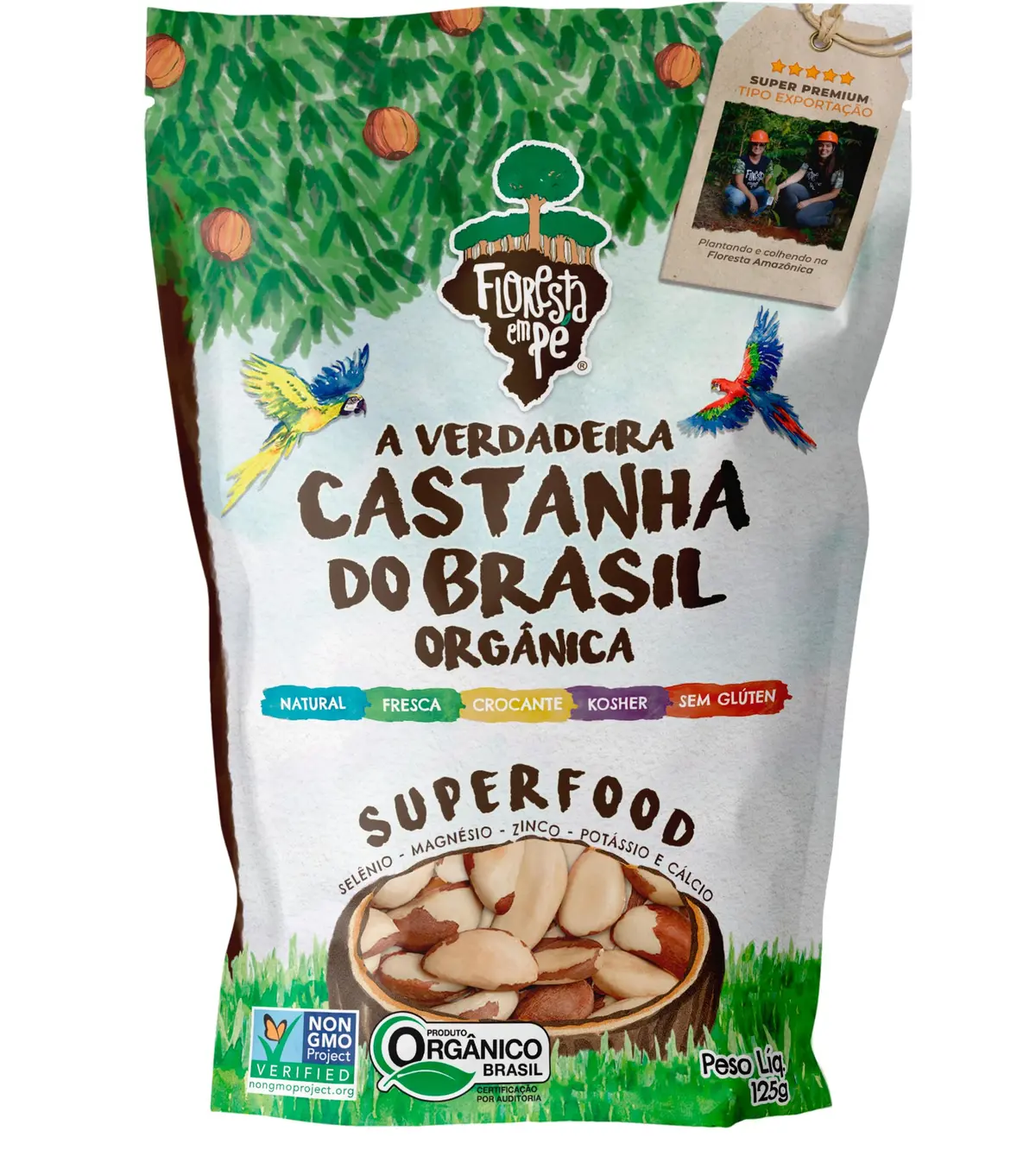 Castanha-do-Pará 125g Orgânica Inteira – Rica em Selênio e Proteína Vegetal – Vegana, Kosher, Sem Glúten – Colhida na Floresta Amazônica Snack – Floresta em Pé - 1