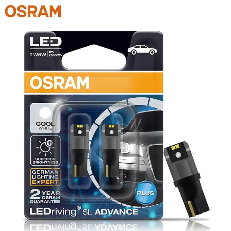 Osram led t10 6000k w5w 194 ledriving sl advance 6000k branco lâmpadas de leitura do carro lâmpadas porta luz interior 12v 1.5w 2980cw, par - 1
