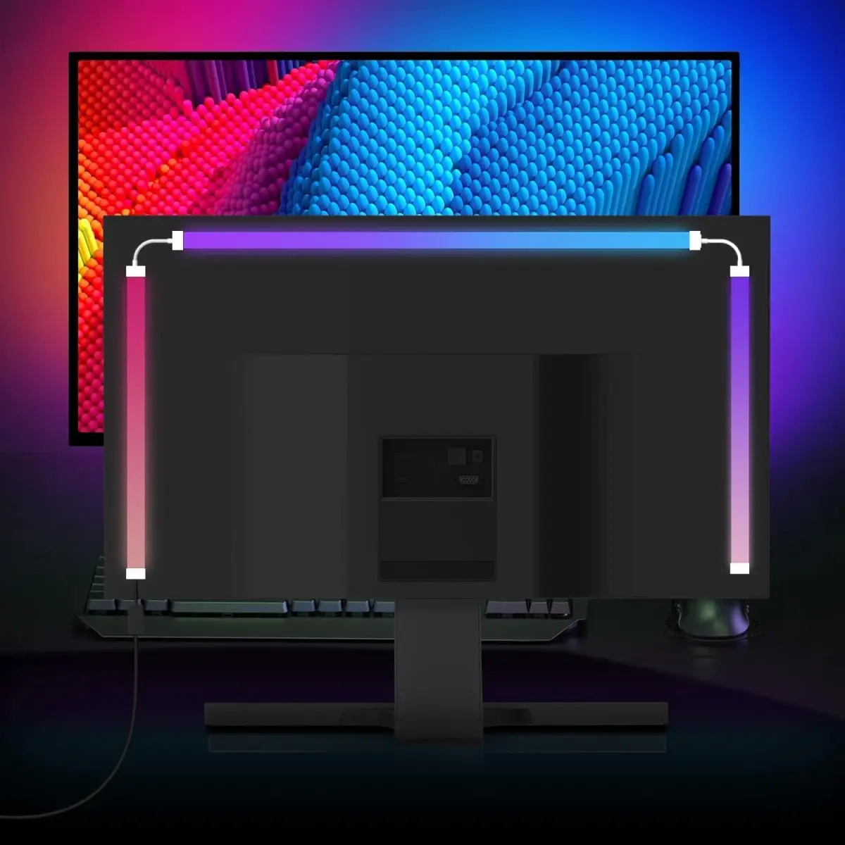Ambiente inteligente display de pc sincronização monitor do computador backlight led luz de tira cor rgb diy jogo atmosfera do feriado decoração lâmpada