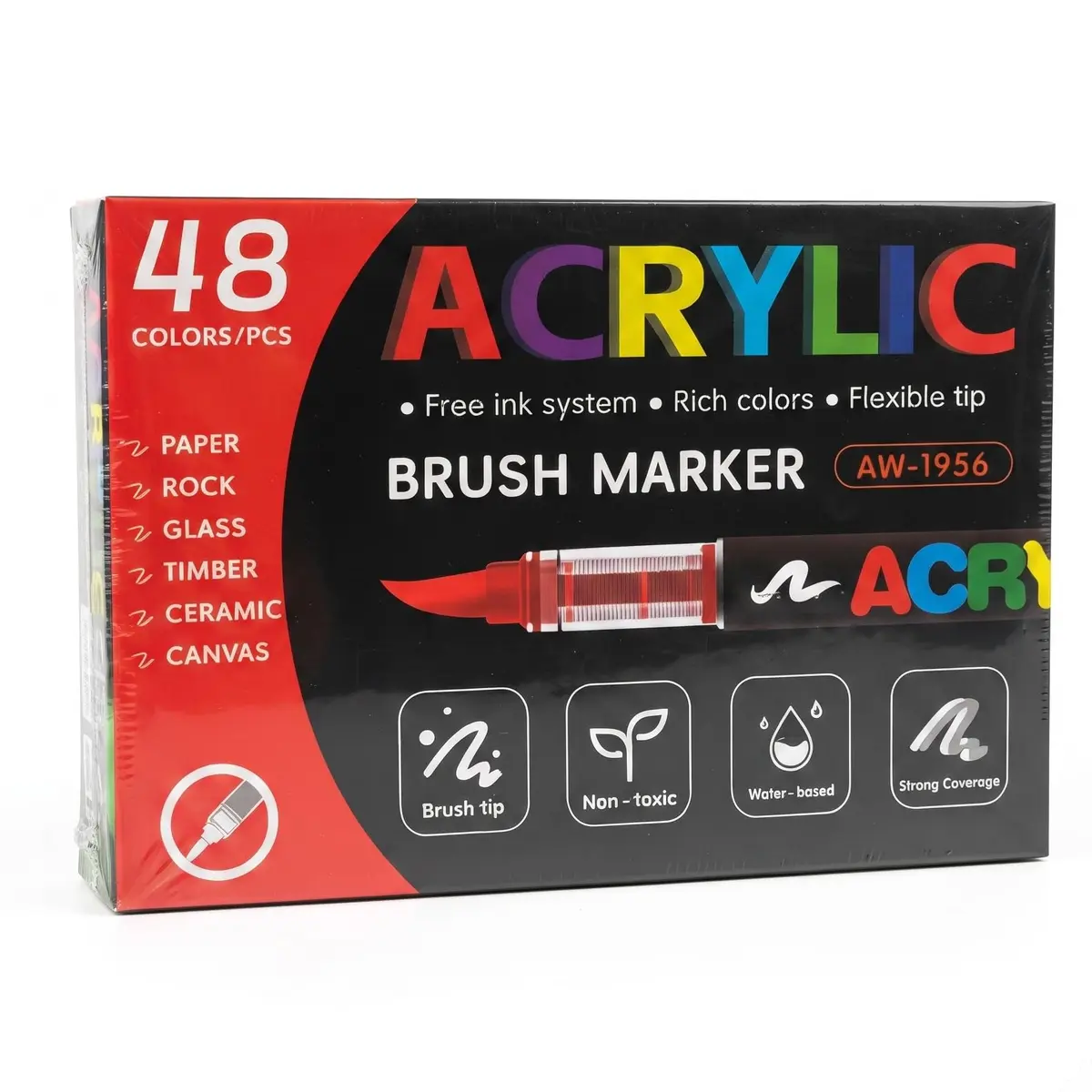 Canetas Acrílicas 48 Cores Marcador Permanente Ponta Pincel, Vidro, Porcelana - 1