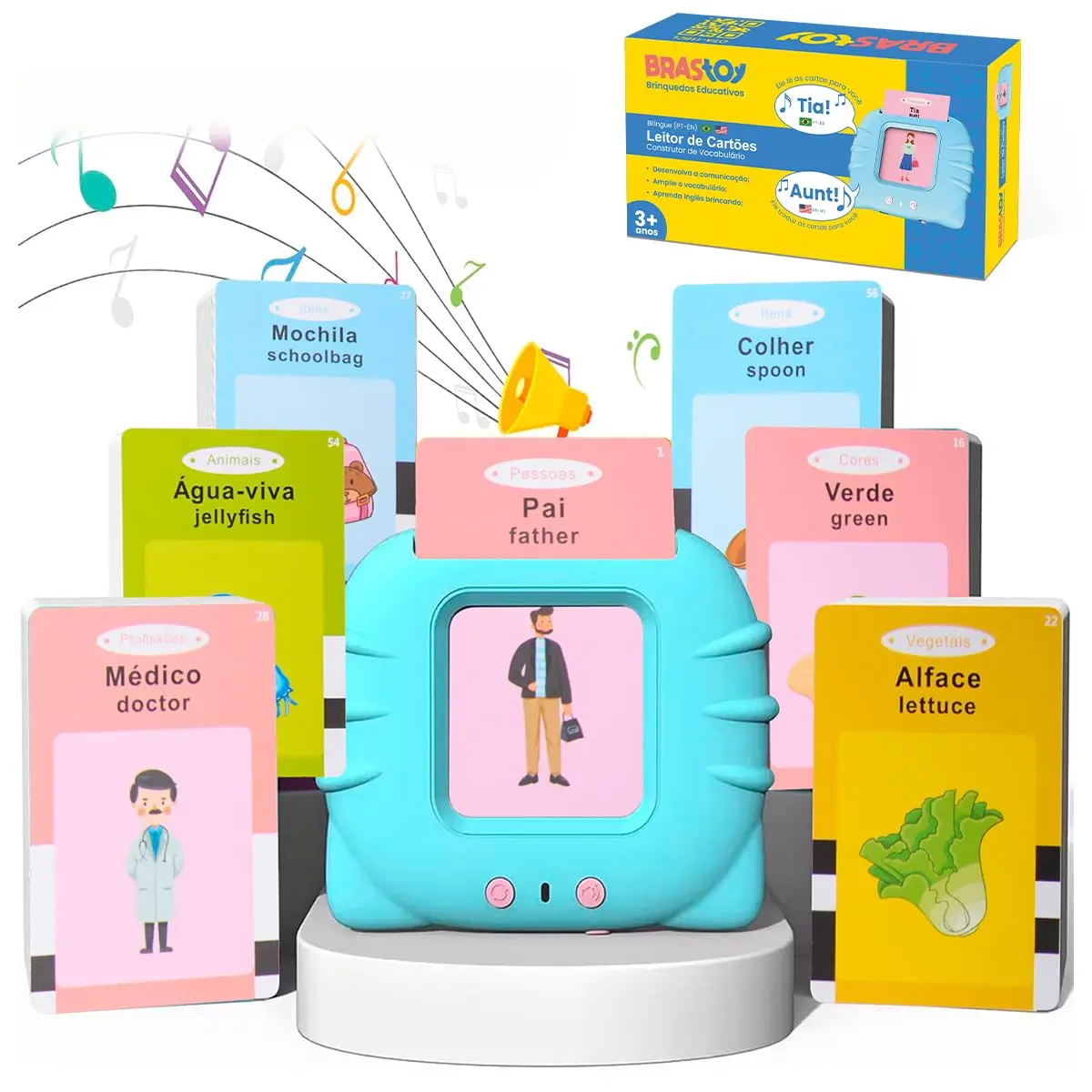 Montessori Educativo Leitor de Cartões Flash Português e Inglês Infantil Brinquedos