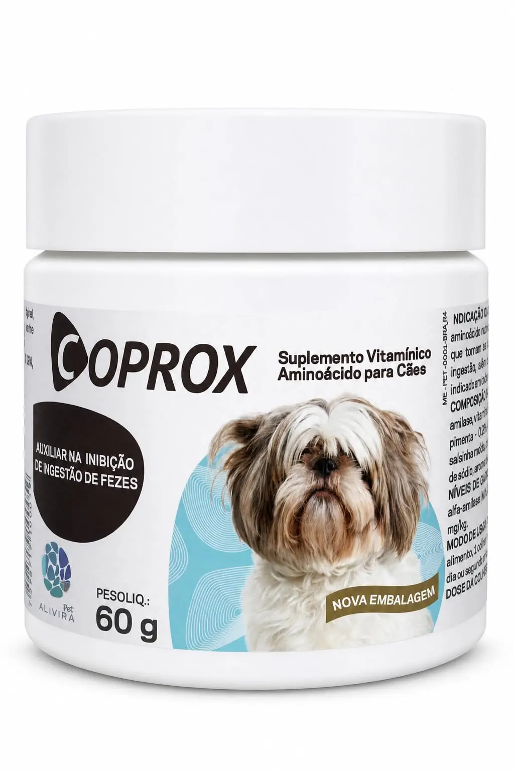 Coprox Suplemento Vitamínico para Cães 60g – Auxilia no Controle da Coprofagia e do Estresse – Duprat – Todas as Fases da Vida - 1