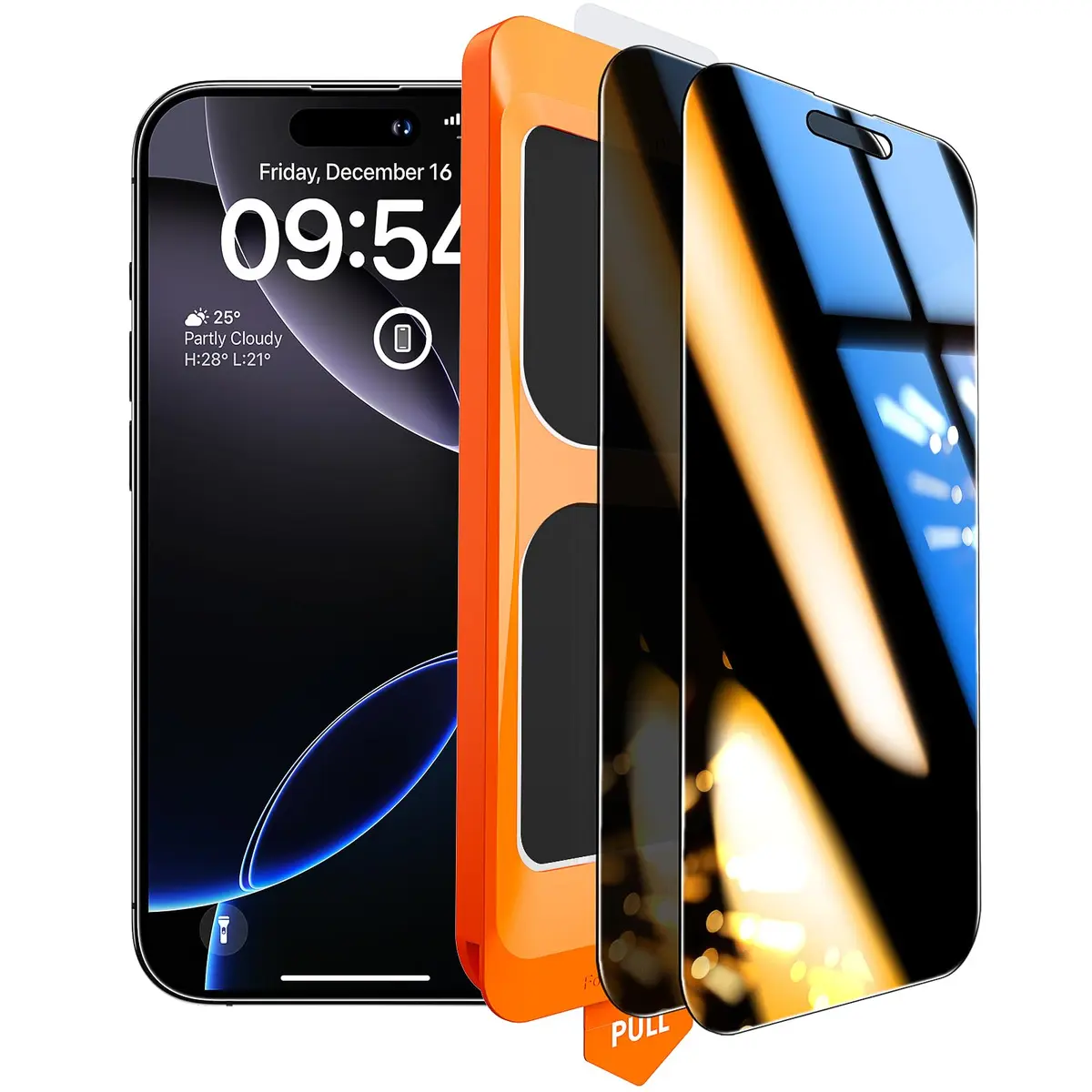 TOCOL Película Privacidade para iPhone 16 Pro 6.3", Instalação Fácil | Anti-espião 25°, Vidro Temp 9H+, Proteção Militar Anti-estilhaço de 8 Pés, Cobertura Total das Bordas, Anti-risco, 2 Unid