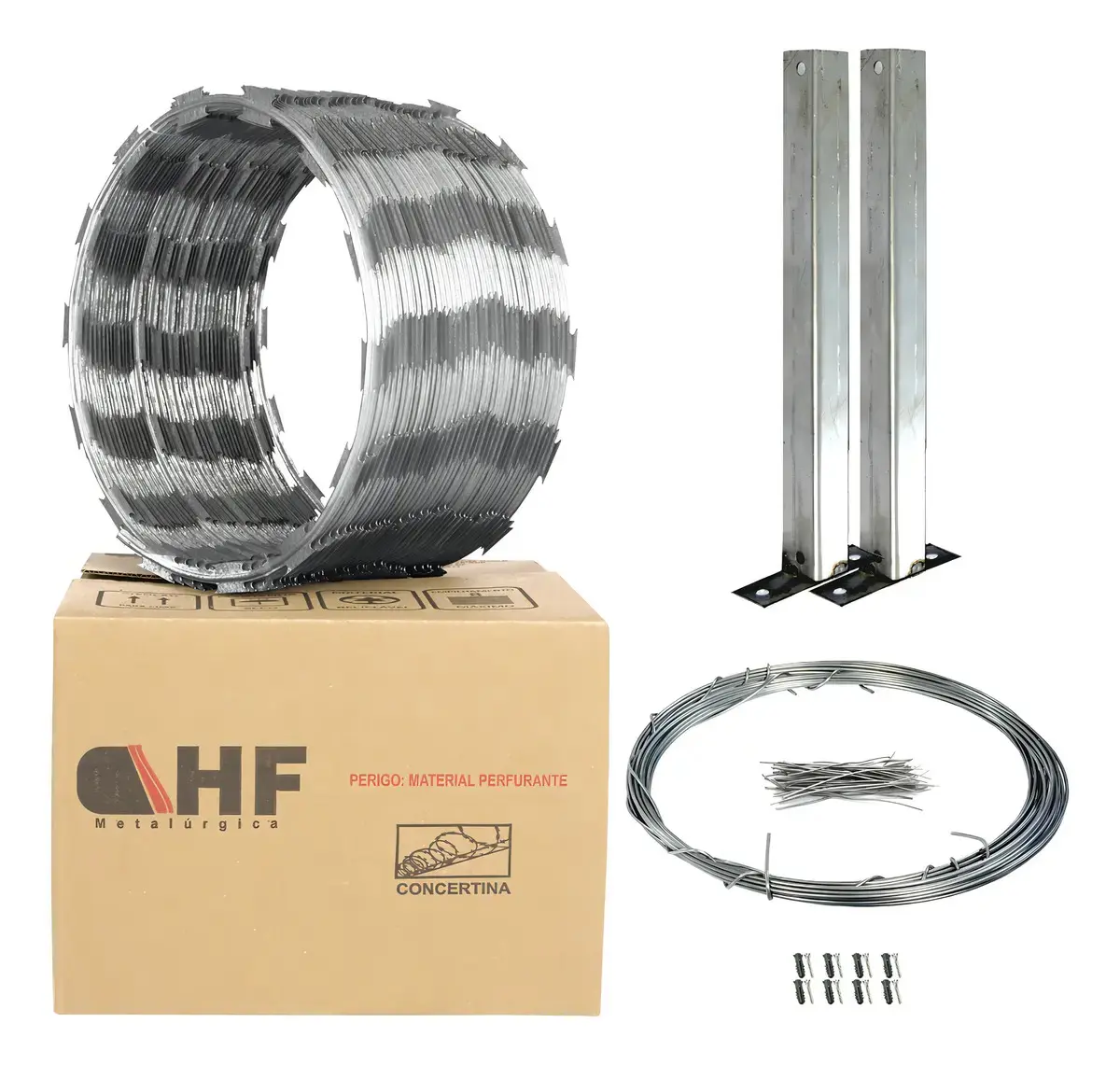 Concertina Cerca 30 Cm + Kit Instalação 05 Metros - Cod 71