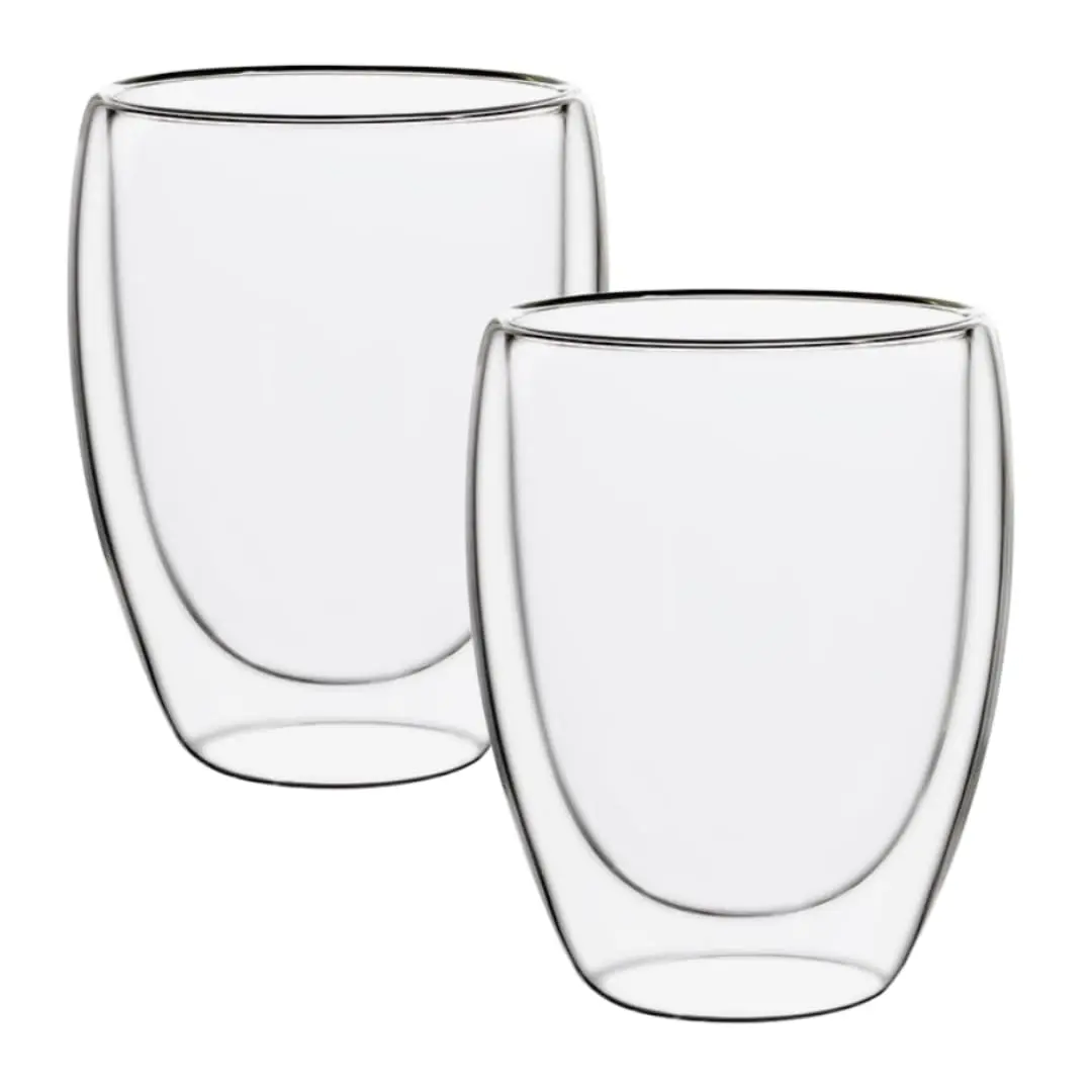 Jogo De 2 Copos Parede Dupla 380 Ml De Vidro Borossilicato Premium | 2 Unidades - 1