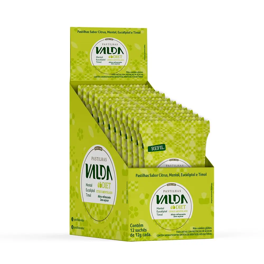 Valda Citrus Diet Pastilha para Garganta Sachê 12x12g - 1