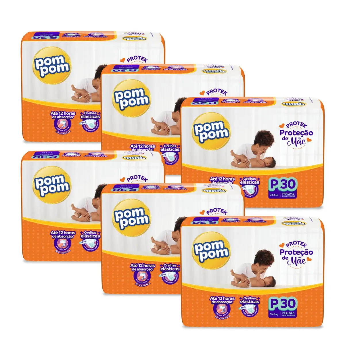 Fralda Pom Pom Protek Proteção de Mãe Jumbo P 180 Unidades - 1