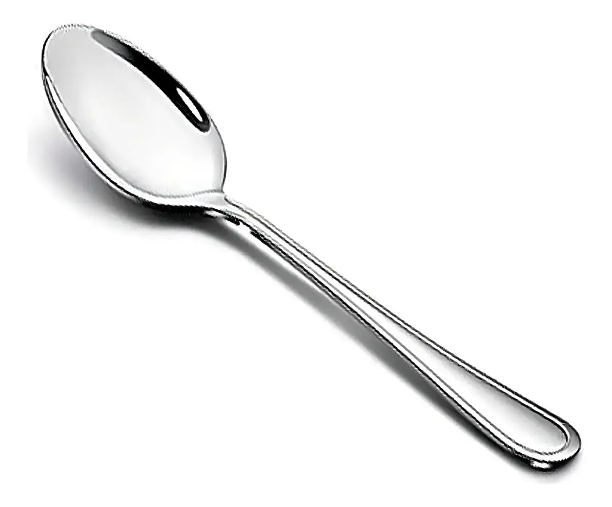 Kit 12 Colheres Mesa Inox Cabo Prateado colher Grande - 1