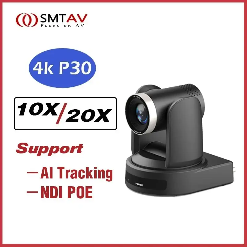 SMTAV 1080P 4K SDI PTZ Câmera 10X 20X Zoom HDMI IP Câmera de transmissão ao vivo Suporte POE Câmera de conferência para reuniões de igreja
