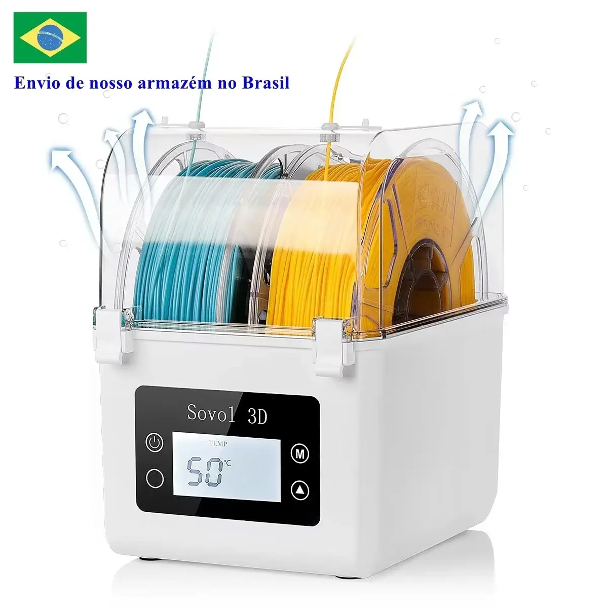 Sovol 2 rolos de filamento desidratador suporte de carretel filamentos caixa seca para 1.75mm, 2.85mm abs pla petg tpu fdm material impressora 3d