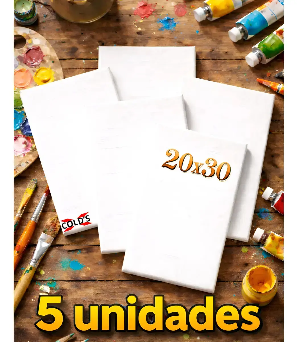 Kit 5 Tela Pintura 20x30 Cm Branca Grampeada Algodão Guache Óleo Acrílica Profissional Premium Xcolds