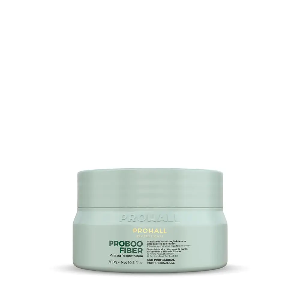 Máscara Reconstrutora Prohall Proboo Fiber 300g - Tratamento SOS Cabelos Danificados, Brilho Espelhado e Força Home Care