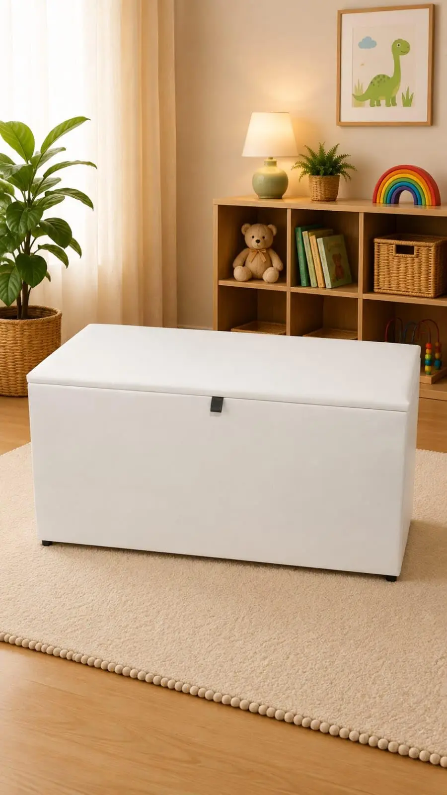 Puf bau organizador de brinquedos | Banco Multiuso, Estampas Variadas, Fácil Organização, Ideal para Crianças, Tampa com Fecho - 1