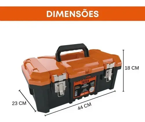 Caixa De Ferramentas Tática 18.3pol. - 013601026 - Metasul Cor Laranja/Preto thumbnail 2