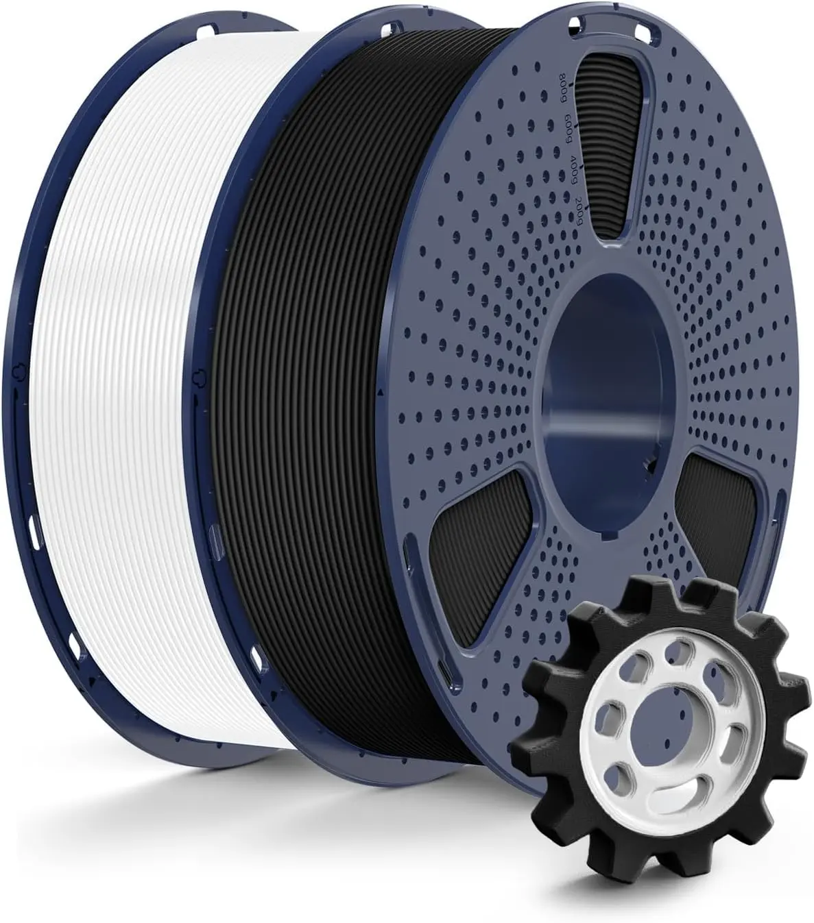Creatorally Filamento PLA Fosco Alta Velocidade 1,75mm 2x500g Preto/Branco | Impressão até 600mm/s, Acabamento matte premium, Precisão ±0,02mm, Baixo risco de emaranhamento, Compatível com FDM
