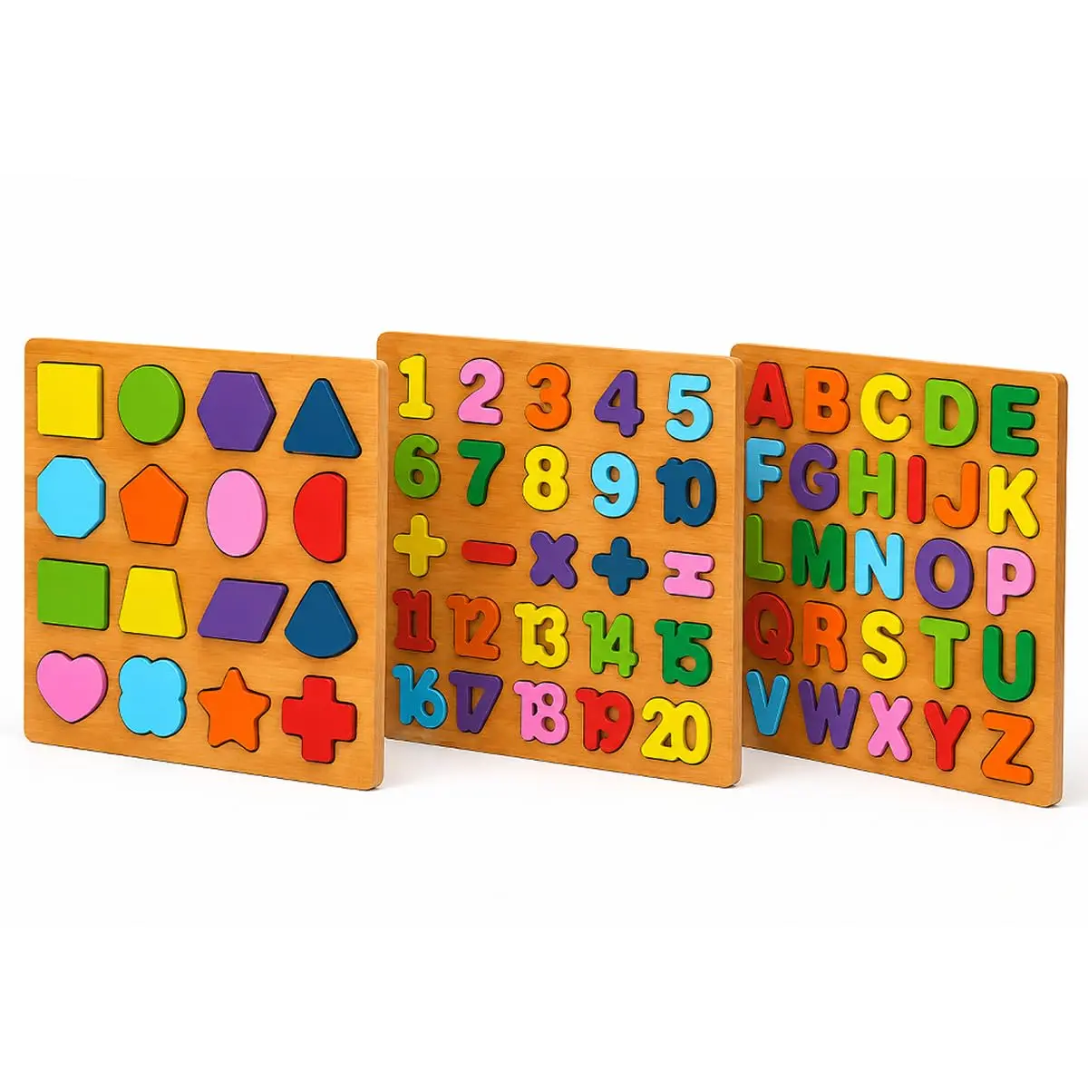 Tabuleiro Educativo 3 em 1 Alfabeto Números e Formas Brinquedo Pedagógico (colorido)
