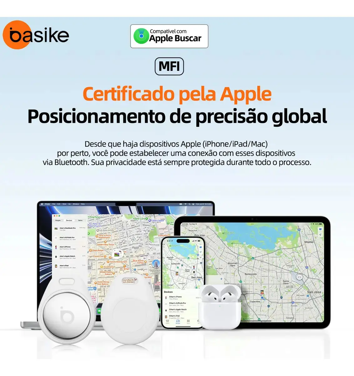Localizador de Objetos Basike Ba-DW346 para iPhone com Find My, Branco thumbnail 5