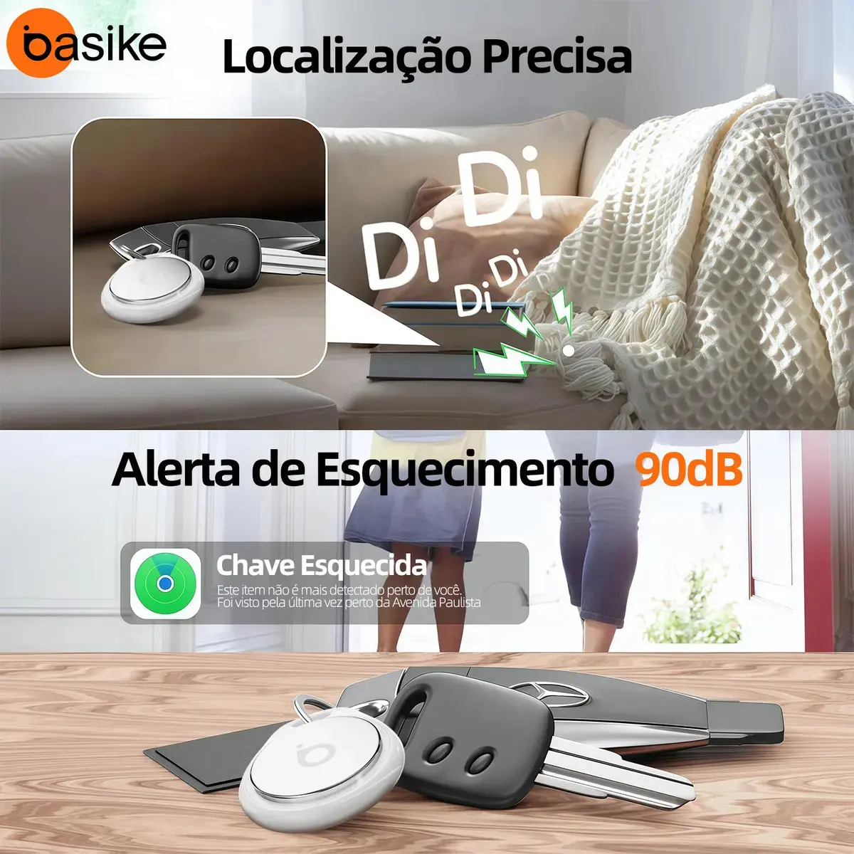 Localizador de Objetos Basike Ba-DW346 para iPhone com Find My, Branco thumbnail 6