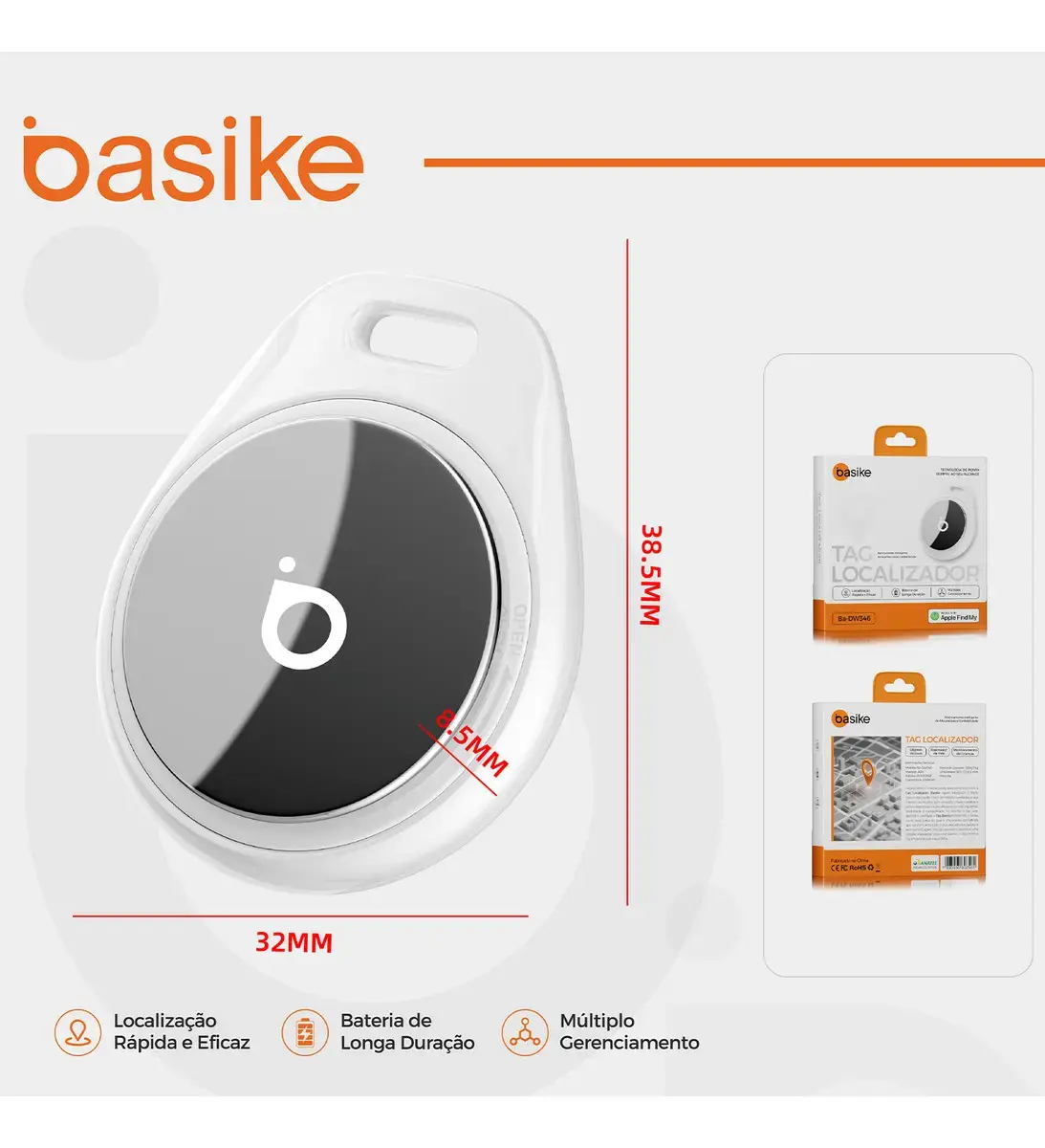 Localizador de Objetos Basike Ba-DW346 para iPhone com Find My, Branco thumbnail 8