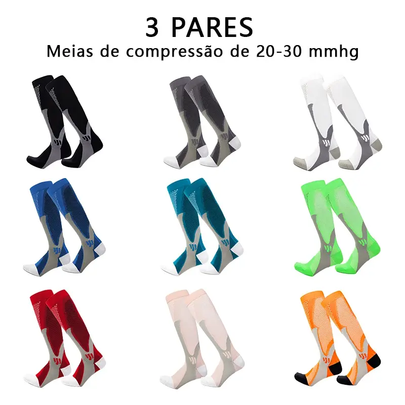 Meiãs compressão alta elasticidade, Meiãs compressão 20-30 mmhg, Varizes, Anti-fadiga muscular nas pernas