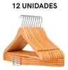 Kit 12 Cabides Madeira 45cm com Barra Adulto - 1