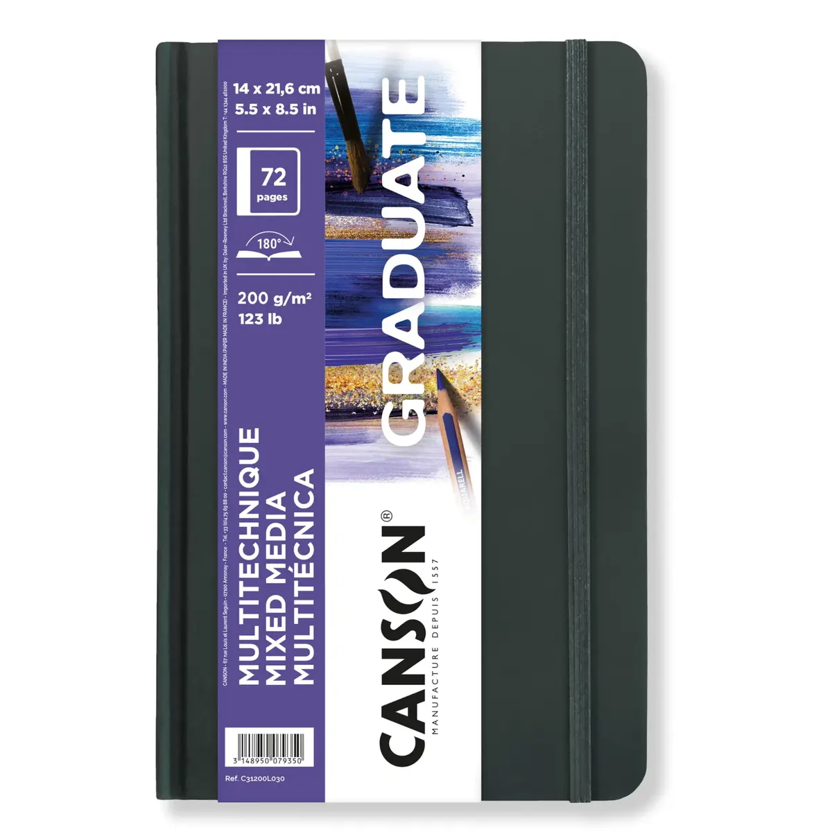 CANSON Graduate Sketchbook Caderno Multitécnicas A5 200g/m² 14x21,6cm com 36 folhas