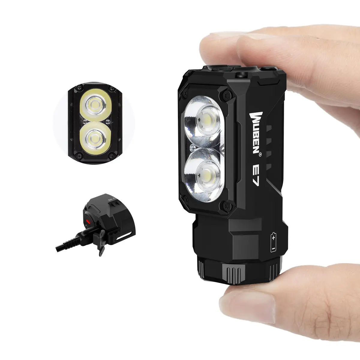 WUBEN E7 1800 Lumen Mini Lanterna Recarregável com Ímã | Lanterna EDC Super Brilhante de 6 Modos, LED Recarregável Tipo C; Lanterna de Bolso IP68 para Uso de Farol, Resgate, Camping