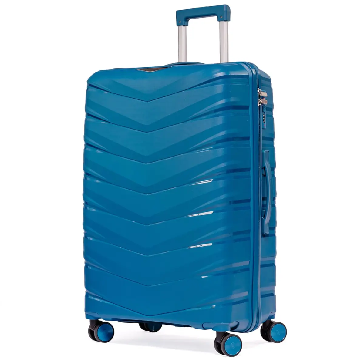 Mala Grande De Viagem 32Kg Polipropileno 8 Rodas 360 Giratória Para Despachar Rígida Leve Tamanho G Viajem Internacional Resistente (AZUL TURQUESA, Grande)