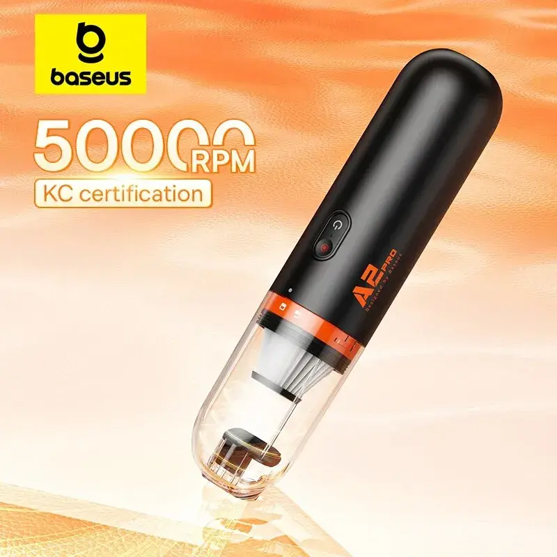 Baseus aspirador de pó para carro, mini aspirador de pó portátil automático 6000Pa, sucção poderosa, sopro e aspirador 2 em 1 para casa, carro e escritório - 1