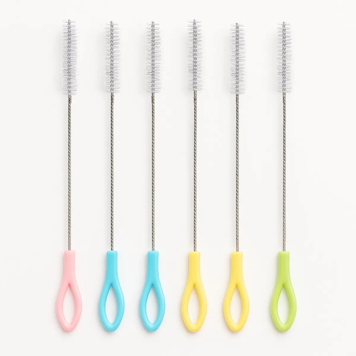 Kit 6 Escovas para Canudo 20cm Reutilizáveis para Copos e Squeeze | Kit com 6 escovas finas de 20 cm para limpeza de canudos e tubos estreitos - 1