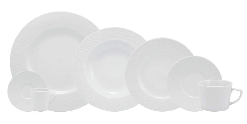 Porcelana Schmidt Ártico Aparelho de Jantar Chá e Café 42 Peças (Xícaras Chá 200 ml e Café 70 ml), Branca
