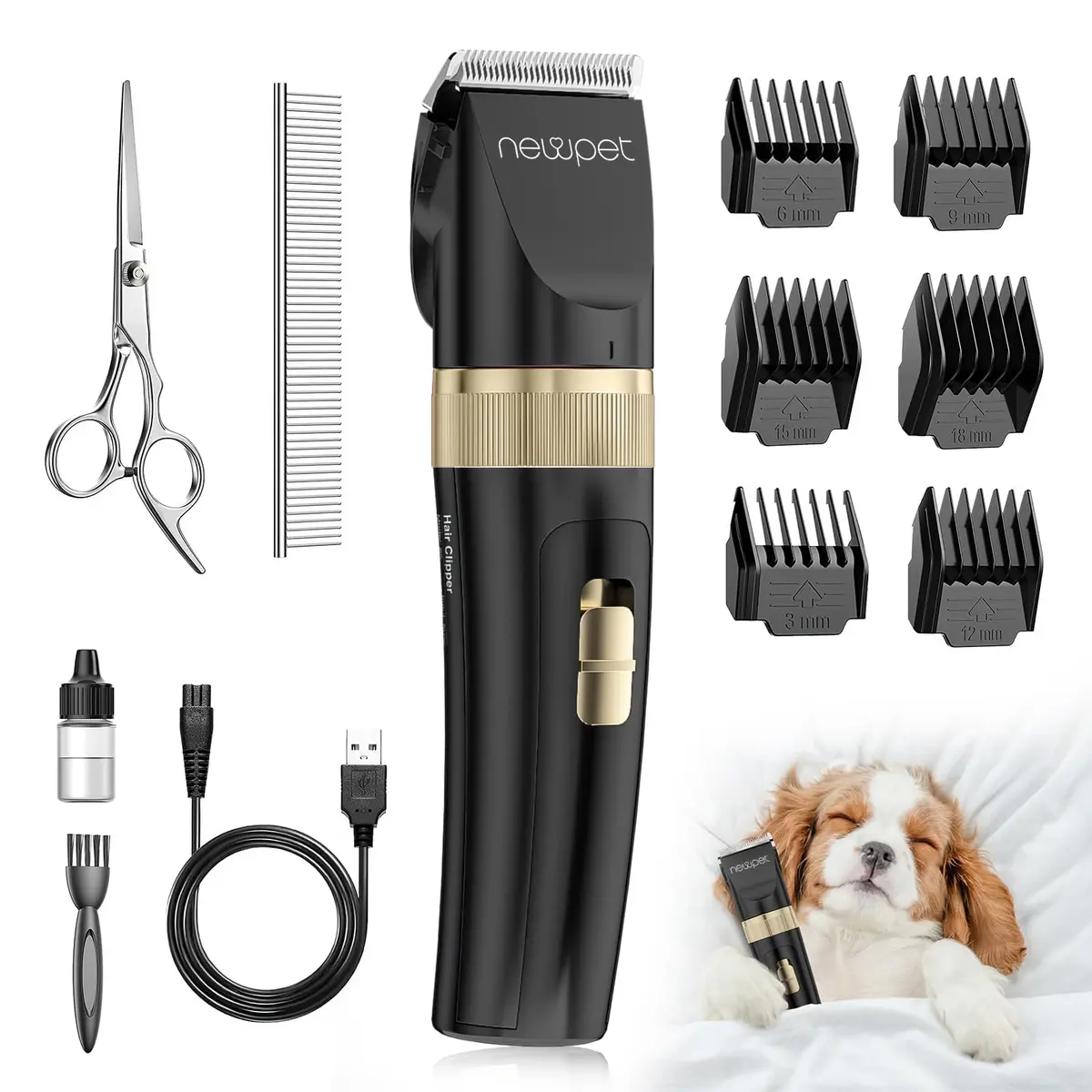 NEWPET Kit De Tosa Para Cães, Gatos E Animais De Estimação | Baixo Ruído, Recarregável E Sem Fio, Bateria De Longa Duração, Fácil De Usar Para Iniciantes - 1