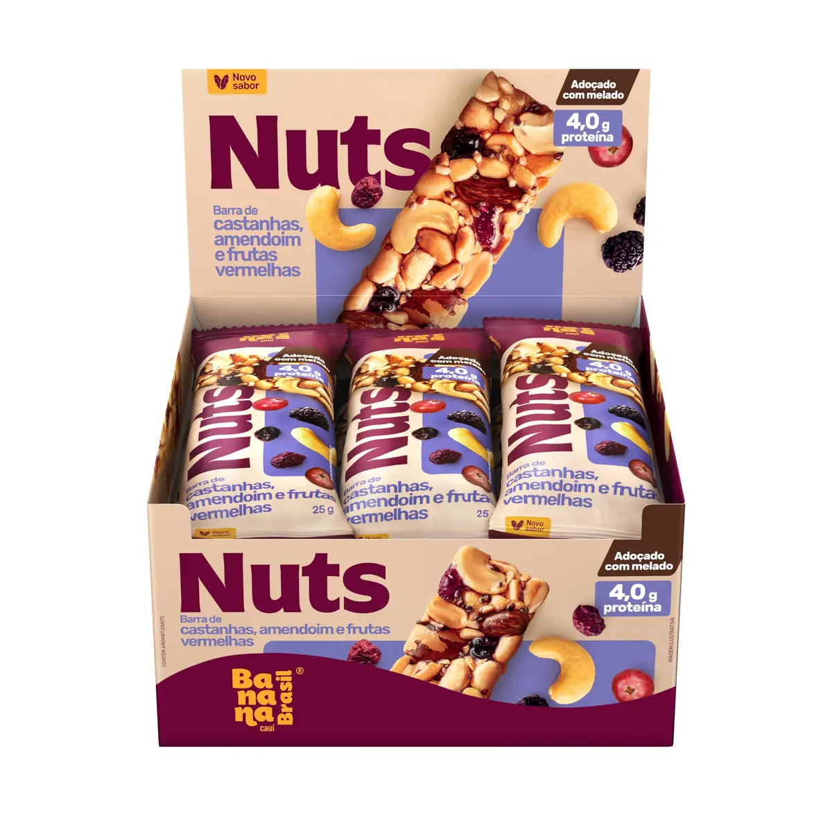 Barra Nuts Castanhas e Frutas Vermelhas 12un 25g Banana Brasil - 1